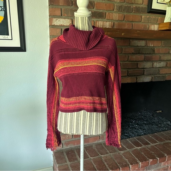 Free People Close to Me Pullover Turtleneck Sweater in Red Berry Sz S - Picture 4 of 11